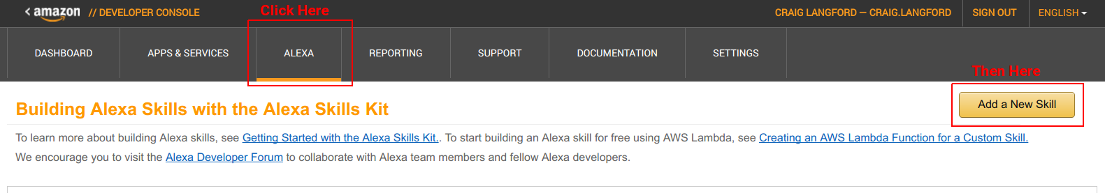 Creating a New Alexa Skill Kit Application